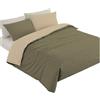 Bassetti Copripiumone Letto Singolo in Cotone Reversibile, Parure Copripiumino Sacco Con 1 Federa, Tinta Unita Double V9 Una Piazza