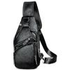 Handadsume Tela+Cuoio genuino Borsa triangolare Borsa a tracolla Sling Chest Bag Viaggi Zaino-diurno-monospalla Per Uomo Uomo FB8013 (100% Vera Pelle-8015 Marrone)