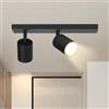 Glitzerlife Lampada da soffitto a 2 luci faretto da soffitto nero - plafoniera led soffitto GU10 corridoio orientabile 350° faretto da parete per cucina camera da letto soggiorno (senza lampadina)