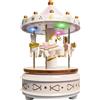 WEofferwhatYOUwant Carillon Giostra Bianca - Cavalli Rotanti con Luci LED Colorate, Musica Classica Für Elise - Decorazione Torta Elegante, Regalo Bambini Neonati, Aiuto Sonno, Arredo Cameretta Vintag