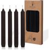 COMFORDER Set di 4 candele da tavola in tinta unita + a coste, 20 cm, durata 7 ore (nero)