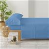 Degrees home Premium - Set Lenzuola Una Piazza e Mezza 105x190 3 Pezzi - Lenzuolo con Angoli, Piatto, 1 Federa 105x45, Blu