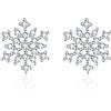 LINSTER Orecchini Fiocco di Neve per Donna Argento Sterling 925 Ipoallergenico CZ Festa Invernale Fiore Fiocco di Neve Orecchini a Bottone Gioielli di Natale Regali per Donne Ragazze Adolescenti