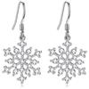 LINSTER Orecchini a Fiocco di Neve da Donna Argento Sterling 925 con Zirconi Cubici Neve Orecchini Pendenti Gioielli di Natale Regali per Donne (Orecchini con fiocco di neve con gancio)