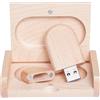 Yaxiny, chiavetta USB 2.0 in legno d'acero, con scatola di legno 2.0 2.0/64GB