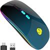 CC Store Mouse Wireless, Wireless Ricevitore USB a 2.4G Tipo C, Mouse Bluetooth Ricaricabile, 7 Colori, Sottile 3 DPI 800/1200/1600, Mouse Silenzioso Compatibile con iPad/PC/Mac/Windows (Black Blue)