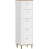 Schildmeyer Hilda - Cassettiera in legno derivato, bianco opaco e rovere artigianale, 40 x 40 x 142 cm
