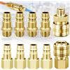Benaton 10 Pezzi Attacchi Connettore Rapidi Europei 1/4Bsp Raccordi Aria Compressa, Rapido Per Innesto Aria e Connettori Maschio, Raccordi Aria Compressa Europei Femmina e Maschino(Oro)