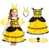 ReliBeauty Costume Vestito Ape Bambina con Ali, 10-11 anni(140 cm)