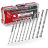 Einhell Set di punte per muratura originale Einhell S-CASE da 10 pezzi (secondo DIN 10083-2 in acciaio per utensili, gambo E 6,3, punta in metallo duro, mandrino a rullini, inclusa scatola di custodia)