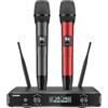 TONOR Microfoni senza fili, Cordless Dual Handheld Dynamic Karaoke Singing Mic System con Ricevitore per Karaoke, Home KTV, Matrimonio, Festa, Chiesa, 2x5 UHF Frequenze Regolabili 60M Rosso e Grigio