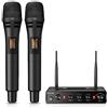 TONOR Microfono Senza Fili, Set di Microfoni a Mano per Karaoke, UHF Sistema con Ricevitore, Set di Microfoni Wireless per Karaoke Domestico, Feste, Chiese, DJ, Matrimoni, Discorsi TW350, Nero