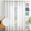MIULEE Tende Lino con Anelli Effetto Lino Soggiorno Moderna Tenda Voile Semitrasparenti Naturale 2 Pezzi, 140 x 145 cm Bianco