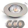 EMOS Faretti LED da Incasso per Cartongesso dimmerabile, 230V, 4,9 W/480 lm, orientabile a 50°, bianco caldo 2700k, Set di 3 Faretti LED Soffitto Incasso per interni, Rotondi, ultra sottile, Argento