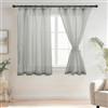 DWCN Tende in voile con fettuccia arricciata, effetto lino, 2 pezzi, semitrasparenti per soggiorno, tende trasparenti corte, grigio, 145 x 140 cm (altezza x larghezza)