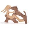 Jognee Statua in legno fatta a mano, ornamenti in legno per cuccioli, regalo scaldante per gli amanti dei cani, decorazione artigianale in legno piccole decorazioni per casa, soggiorno (B,donna+cane)