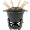 Sitram 713351 - Servizio per fonduta, 10 pezzi, in ghisa smaltata, Ø 16 cm, inclusi 6 forchette, 1 teglia, 1 coperchio, 1 supporto in ghisa e 1 bruciatore