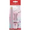 Faber-Castell - Set da scrittura Sparkle Rose Metallic, 4 pezzi | Con 2 matite, gomma e temperino nel design metallico lucido