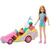 Barbie - Stacie Go-kart, playset con bambola e veicolo funzionante, include cucciolo, foglio di adesivi e accessori, dal film Barbie and Stacie to the Rescue, giocattolo per bambini, 3+ anni, HRM08