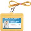 Teskyer Porta Badge, Porta Badge da Collo, 2 Slot per Carte, in Pelle Martellata, con Cordino in Nylon, Orizzontale, per Pass, Autobus, Giallo