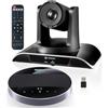 TONGVEO Telecamera per sala conferenze all-in-1 e combinazione di microfono Bluetooth, 1080P 60 fps, zoom ottico 3x, USB 3.0 HDMI, telecamera PTZ e vivavoce per conferenze con microfoni