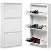 Decor Space Scarpiera Slim in metallo con ante basculanti porta scarpe salvaspazio da interno ed esterno Made in Italy (3 Ante, Bianco)