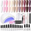 BORN PRETTY Smalto Semipermanente Per Unghie Kit in 12+3 Coloris Gel 48W LED Lampada UV Nail Dryer Soak Off Topcoat Basecoat Nail Art Tool Set Manicure Rosa Nuda Smalti Semipermanenti Kit Unghie Gel Completo