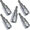 Aerzetix -Set da 5 - Punta Esagonale Inserto 4mm - Chiavi a Bussola 1/4 - C2072