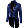 Alaurbeauty Giacca da uomo con paillettes smoking frack slim fit frack abito cappotto coda di rondine cena festa matrimonio blazer tuta giacca, Blu scuro, XXL