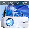 iZEEKER Proiettore Portatile, Videoproiettore WiFi Bluetooth 5G, 13000 Lumens Full HD 1080P Nativo 4K Supportato, iZEEKER Proiettore con Treppiede Home Cinema per iOS Android PC PS5 HDMI USB Firestick