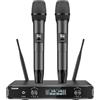 TONOR Microfoni senza fili, Cordless Dual Handheld Dynamic Karaoke Singing Mic System con Ricevitore per Karaoke, Home KTV, Matrimonio, Festa, Chiesa, 2x5 UHF Frequenze Regolabili, 60M TW450 Grigio