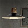 ouglres Lampada a Sospensione 1 Fiamma Nera,Lampadario in Legno Vintage di Grandi Dimensioni, Metallo,Paralume in Vetro,Altezza Regolabile,Lampadario Cucina Moderna E27 per Soggiorno, Camera da Letto,ø28cm