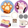 JSRQT 2 Pezzi Punch Needle Kits Coasters, Kit Iniziale con Ago per Punzonatura Motivo Artiglio di Gatto, Punch Needle Sottobicchieri Kit per Principianti Adulti, Ricamo Starter Coasters con Istruzioni