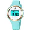 aswan watch Orologio digitale da donna con sveglia, display notturno, luce LED, cronometro, calendario, indicatore orario 12/24 ore, orologio sportivo leggero da donna con cinturino in silicone