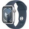 APPLE Smartwatch Apple Watch Series 9 GPS Cassa 41mm in Alluminio Argento con Cinturino Sport M/L Blu Tempesta