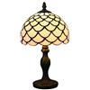 Tokira Stile Tiffany 8 Pollici Bianca Perline Di Cristallo Lampada Da Tavolo, Lampada da comodino classica in vetro colorato, luce di lettura della camera da letto[Senza Lampadina]