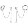 SLUYNZ 925 Orecchini a Doppio Piercing in Argento Sterlina Orecchini Pendenti Nappa per Donne Ragazze Adolescenti Orecchini Pendenti a Goccia Orecchini a Cerchio Huggie (A-Silver)