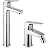 PIRALLA Set Rubinetti Piralla per lavabo alto e bidet con scarico automatico serie Iceberg cromato