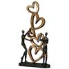 Casablanca modernes Design Casablanca - Scultura decorativa, motivo: cuore su cuore, in poli, finitura anticata, 41 x 21 x 6,5 cm