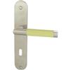 DT 2000 337630 - Mezza maniglia per porta con placca arrotondata, maniglia con finitura in porcellana colore giallo, acciaio inox opaco, con foro ovale