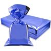 Decoraparty 50 Buste Blu Metallizzato, per Festa Compleanno, Celebrazione, Natale, Gift Bag, Confezione Regalo Dono, Sacchetti in Plastica Polipropilene ppl Eleganti Lucide - 35 x 50 cm