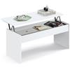 Muebles Pitarch | Tavolino sollevabile, tavolino da salotto, tavolino da pranzo ausiliare, bianco, 47x100x50 cm (chiuso) 58x100x50 cm (aperto), tavolino basso per divano, moderno, modello Oslo