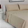 LARA MORADA - Set Completo Lenzuola Letto Singolo, 100% Cotone, Made in Italy, Tinta Unita, Per Letto Singolo 1 Posto Beige