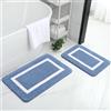 Homaxy Set di 2 tappetini da bagno, antiscivolo, in morbida microfibra, set da 2 pezzi, 40 x 60 cm + 50 x 76 cm, blu