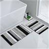 Homaxy Set di 2 tappetini da bagno antiscivolo, tappetino da bagno a righe, in morbida microfibra, assorbente a pelo lungo, lavabile in lavatrice, 40 x 60 cm + 50 x 80 cm, grigio/nero