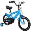 KAUITOPU Bicicletta da 14 pollici, per ragazzi e ragazze, per bambini dai 3 ai 6 anni, veicoli di addestramento con ruote di supporto regolabili in altezza per bambini (blu)