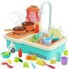 HOMCENT Lavello per bambini, set di giocattoli per lavello da cucina con frutta, piano cottura e accessori per la tavola, cucina giocattolo per neonati, ragazzi e ragazze