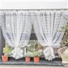 Yaland Tenda con design in pizzo, tenda trasparente delicata per cucina, soggiorno, stile casa di campagna, 1 pezzo, bianco, 130 x 150 cm (L x A)