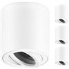 GeyouLux Faretti GU10 da Soffitto Bianco, Ø80x84mm Faretti da Superficie Rotondi, Orientabili 30°, Plafoniera 230V con Attacco GU10, Spot in Alluminio, Senza Lampadine, 4 Pezzi