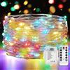 Vacoulery Lucine LED Decorative a Batteria 1 Pezzo 12M 120LED Lucine LED Decorative 8 Modalità Luci a Batteria con Timer e Telecomando per Camera Natale Interni Esterni(Colorato)